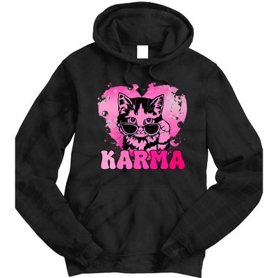 Cute Funny Cat Lover Heart Shape Karma Tie Dye Hoodie