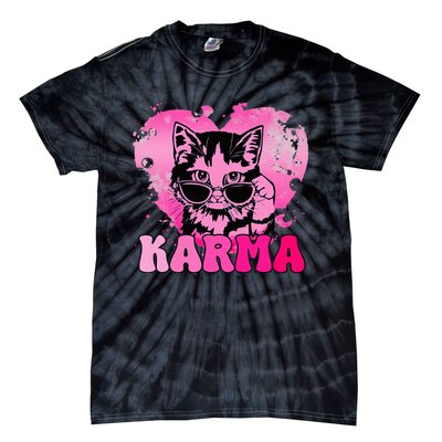 Cute Funny Cat Lover Heart Shape Karma Tie-Dye T-Shirt