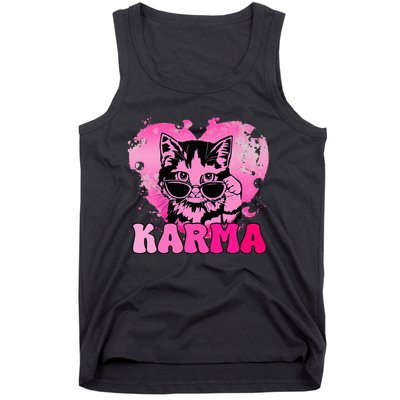 Cute Funny Cat Lover Heart Shape Karma Tank Top