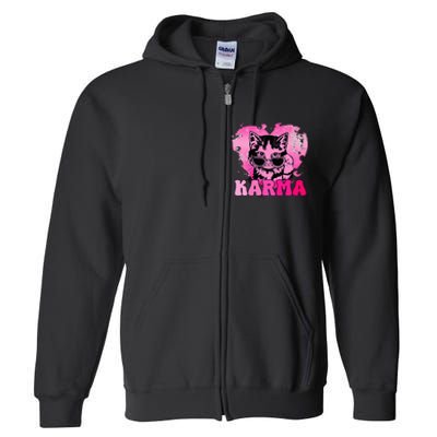 Cute Funny Cat Lover Heart Shape Karma Full Zip Hoodie