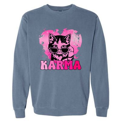 Cute Funny Cat Lover Heart Shape Karma Garment-Dyed Sweatshirt