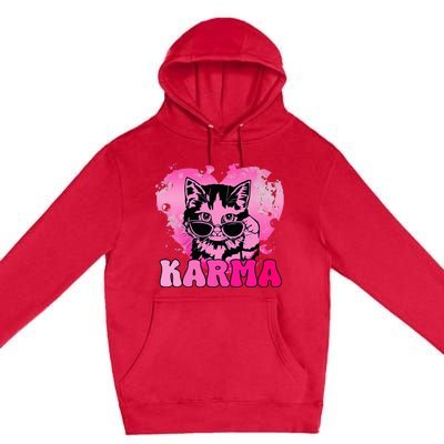 Cute Funny Cat Lover Heart Shape Karma Premium Pullover Hoodie