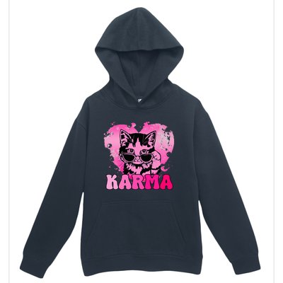 Cute Funny Cat Lover Heart Shape Karma Urban Pullover Hoodie