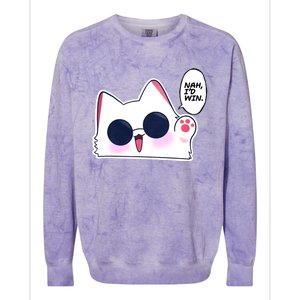 Cute Funny Cat Funny Anime Meme Nah ID Win Gojo Cat Colorblast Crewneck Sweatshirt