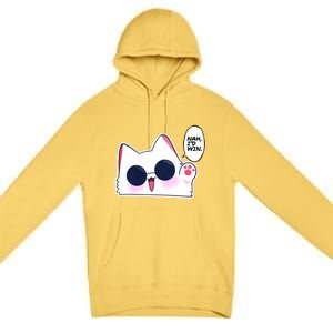 Cute Funny Cat Funny Anime Meme Nah ID Win Gojo Cat Premium Pullover Hoodie