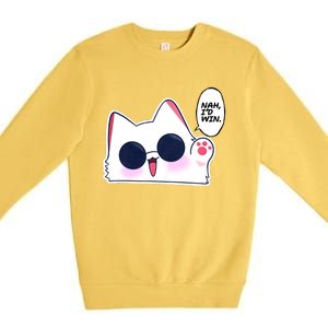 Cute Funny Cat Funny Anime Meme Nah ID Win Gojo Cat Premium Crewneck Sweatshirt