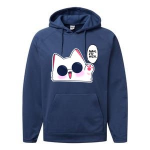 Cute Funny Cat Funny Anime Meme Nah ID Win Gojo Cat Performance Fleece Hoodie