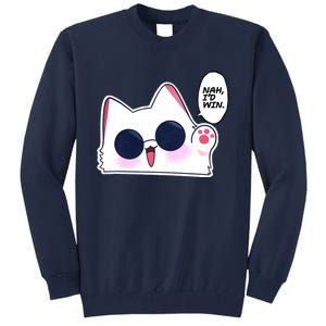 Cute Funny Cat Funny Anime Meme Nah ID Win Gojo Cat Tall Sweatshirt