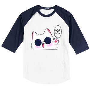 Cute Funny Cat Funny Anime Meme Nah ID Win Gojo Cat Baseball Sleeve Shirt