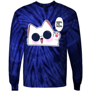 Cute Funny Cat Funny Anime Meme Nah ID Win Gojo Cat Tie-Dye Long Sleeve Shirt