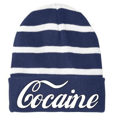 Cocaine Funny Striped Beanie with Solid Band