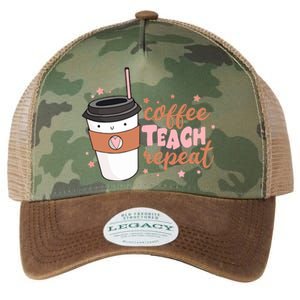 Cute Funny Coffee Teach Repeat Teacher Life Coffee Lover Legacy Tie Dye Trucker Hat