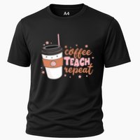 Cute Funny Coffee Teach Repeat Teacher Life Coffee Lover Cooling Performance Crew T-Shirt