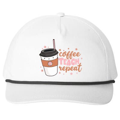 Cute Funny Coffee Teach Repeat Teacher Life Coffee Lover Snapback Five-Panel Rope Hat