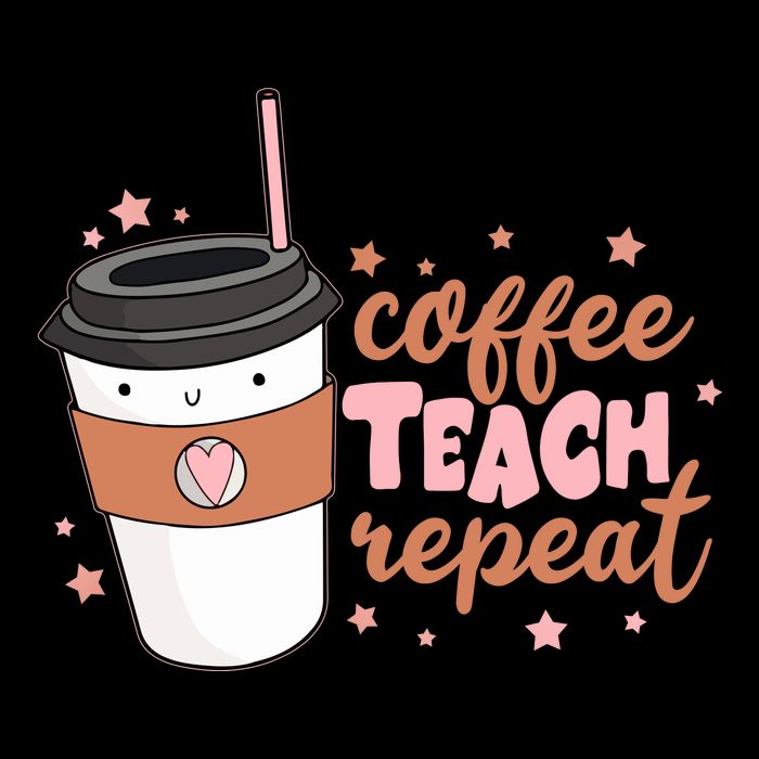 Cute Funny Coffee Teach Repeat Teacher Life Coffee Lover Drawstring Bag