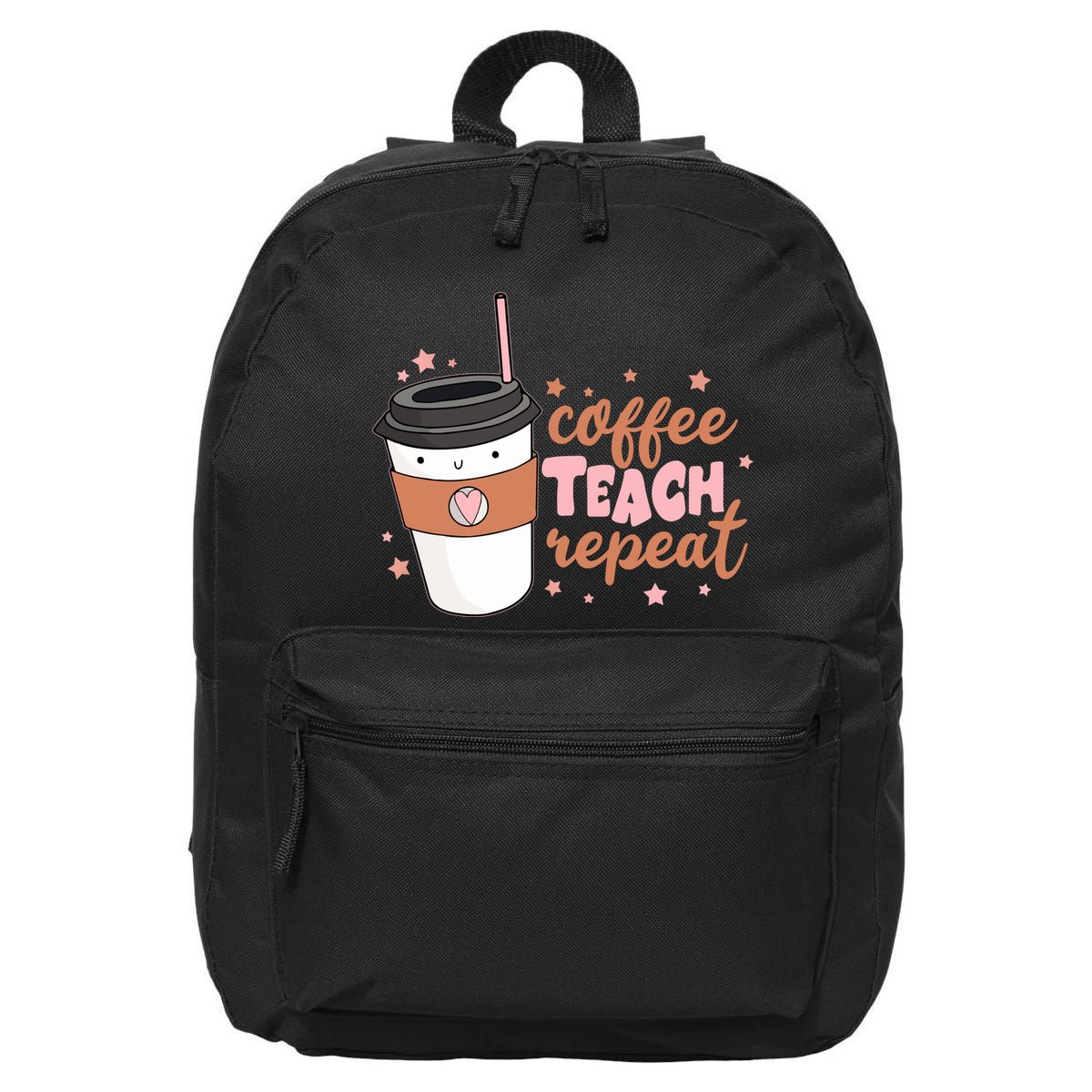 Cute Funny Coffee Teach Repeat Teacher Life Coffee Lover 16 in Basic Backpack
