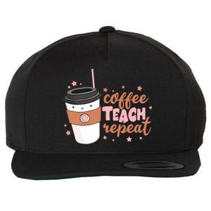 Cute Funny Coffee Teach Repeat Teacher Life Coffee Lover Wool Snapback Cap