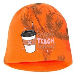 Cute Funny Coffee Teach Repeat Teacher Life Coffee Lover Kati - Camo Knit Beanie