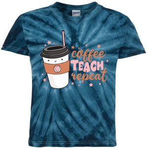 Cute Funny Coffee Teach Repeat Teacher Life Coffee Lover Kids Tie-Dye T-Shirt