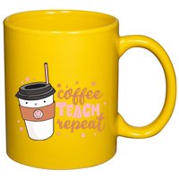 Cute Funny Coffee Teach Repeat Teacher Life Coffee Lover 11oz C Handle Ceramic Mug