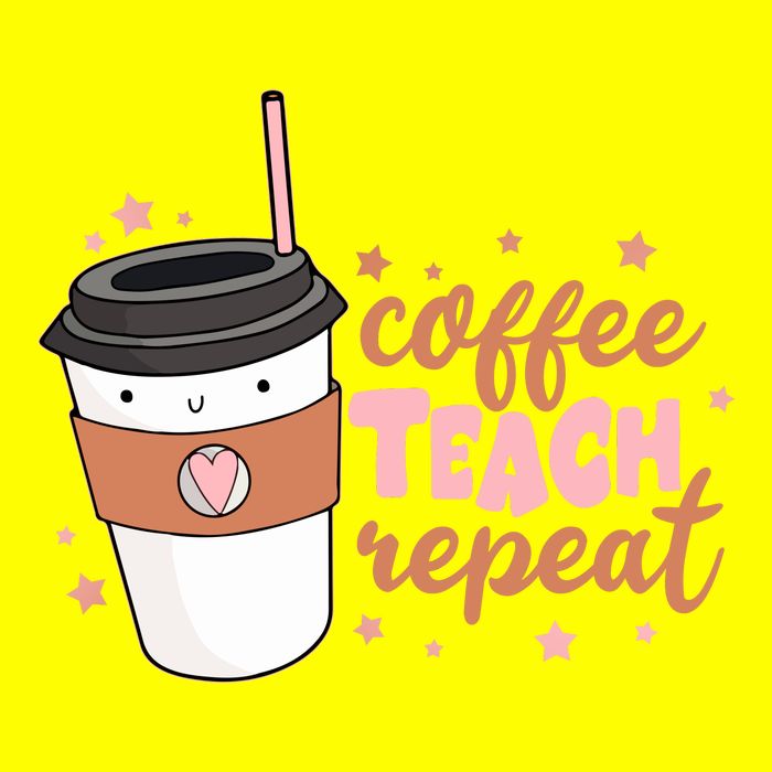 Cute Funny Coffee Teach Repeat Teacher Life Coffee Lover 11oz C Handle Ceramic Mug