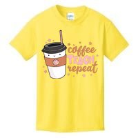 Cute Funny Coffee Teach Repeat Teacher Life Coffee Lover Kids T-Shirt