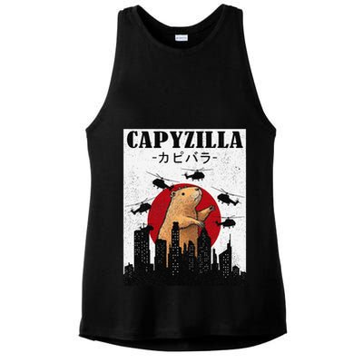 Capybara Funny Capybara Rodent Capyzilla Funny Ladies PosiCharge Tri-Blend Wicking Tank