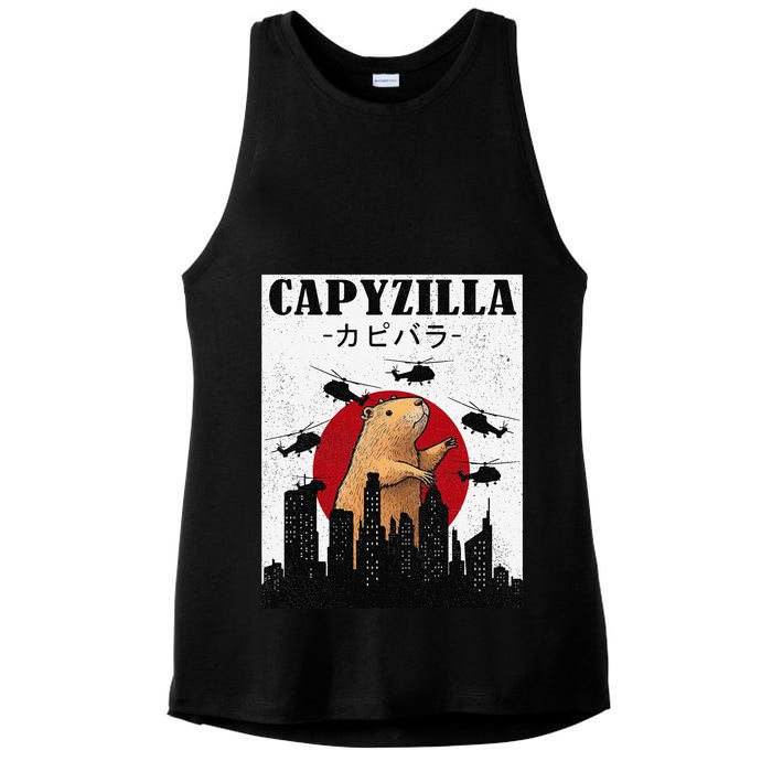 Capybara Funny Capybara Rodent Capyzilla Funny Ladies PosiCharge Tri-Blend Wicking Tank
