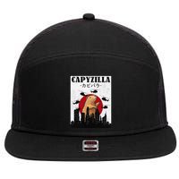 Capybara Funny Capybara Rodent Capyzilla Funny 7 Panel Mesh Trucker Snapback Hat