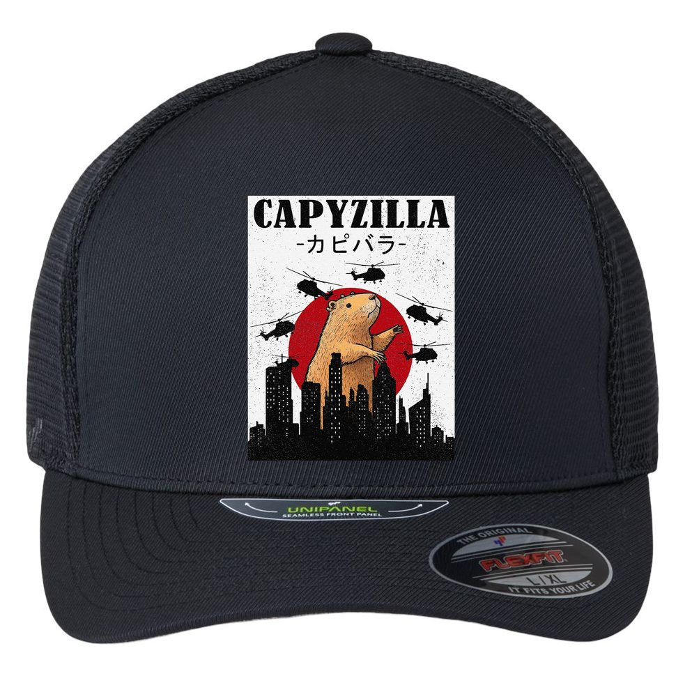 Capybara Funny Capybara Rodent Capyzilla Funny Flexfit Unipanel Trucker Cap