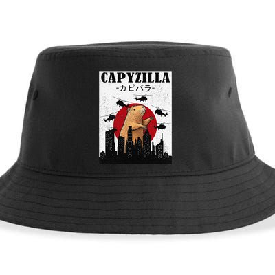 Capybara Funny Capybara Rodent Capyzilla Funny Sustainable Bucket Hat