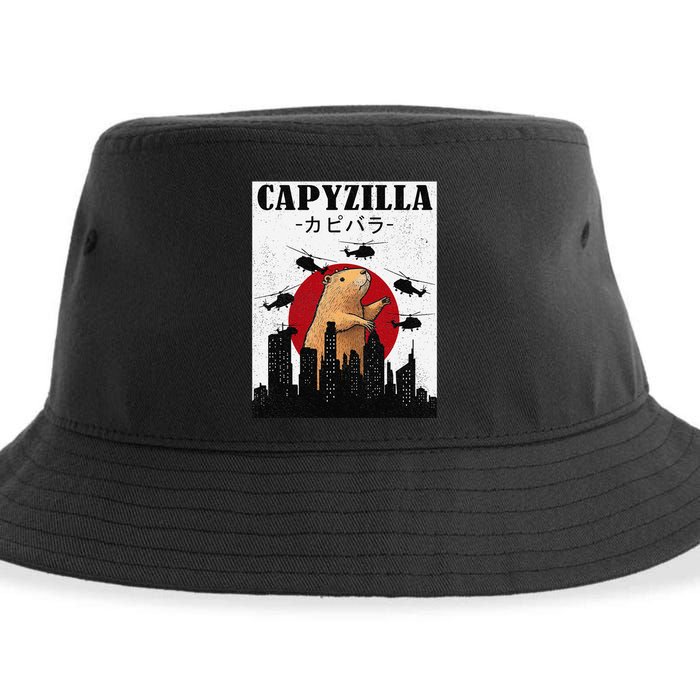 Capybara Funny Capybara Rodent Capyzilla Funny Sustainable Bucket Hat