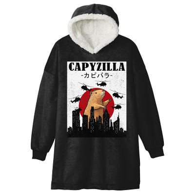 Capybara Funny Capybara Rodent Capyzilla Funny Hooded Wearable Blanket
