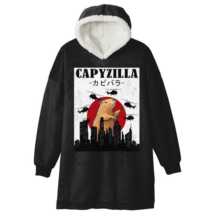 Capybara Funny Capybara Rodent Capyzilla Funny Hooded Wearable Blanket