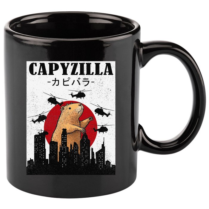 Capybara Funny Capybara Rodent Capyzilla Funny 11oz C Handle Ceramic Mug