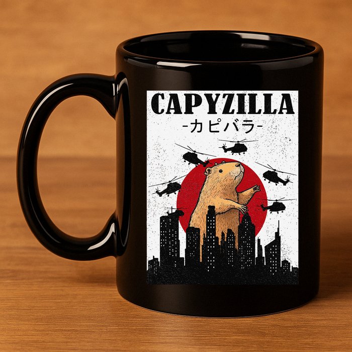 Capybara Funny Capybara Rodent Capyzilla Funny 11oz C Handle Ceramic Mug