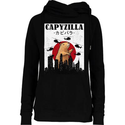 Capybara Funny Capybara Rodent Capyzilla Funny Womens Funnel Neck Pullover Hood