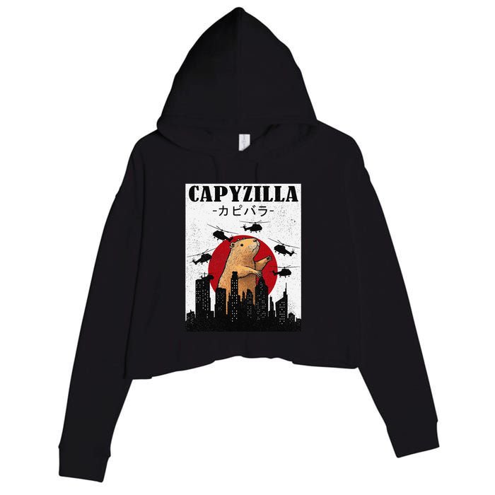 Capybara Funny Capybara Rodent Capyzilla Funny Crop Fleece Hoodie