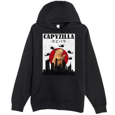 Capybara Funny Capybara Rodent Capyzilla Funny Premium Pullover Hoodie