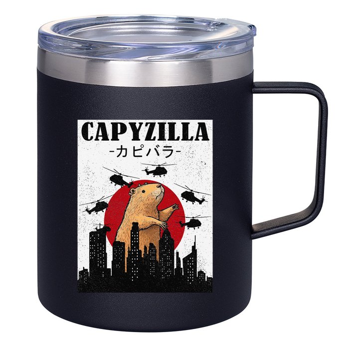 Capybara Funny Capybara Rodent Capyzilla Funny 12oz Stainless Steel Coffee Mug