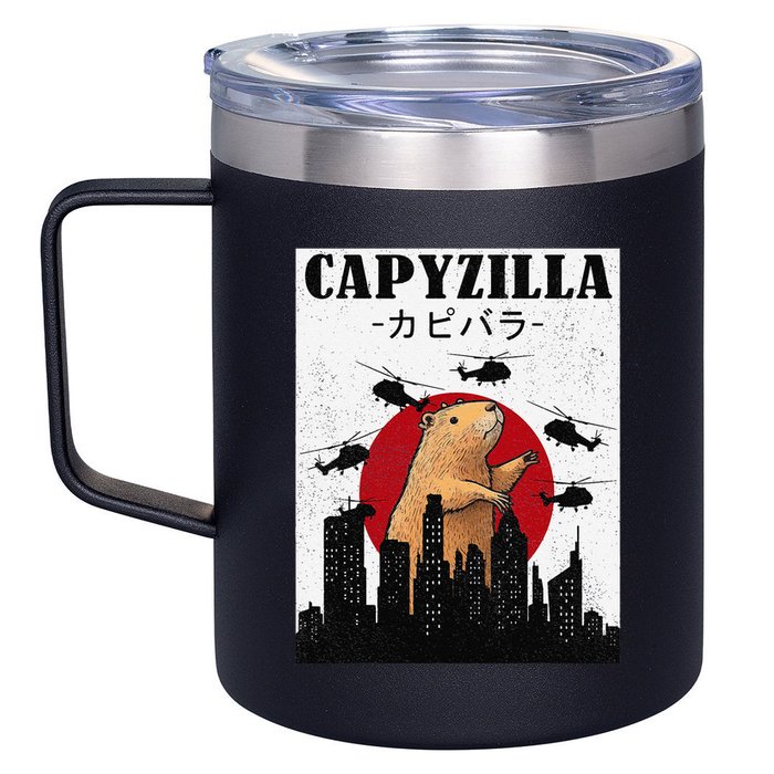 Capybara Funny Capybara Rodent Capyzilla Funny 12oz Stainless Steel Coffee Mug