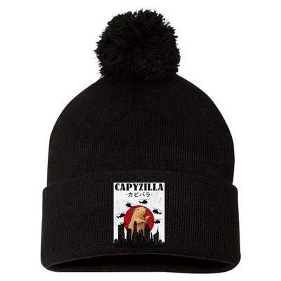 Capybara Funny Capybara Rodent Capyzilla Funny Pom Pom 12in Knit Beanie