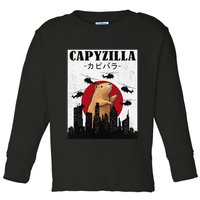 Capybara Funny Capybara Rodent Capyzilla Funny Toddler Long Sleeve Shirt