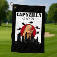 Capybara Funny Capybara Rodent Capyzilla Funny Golf Towel