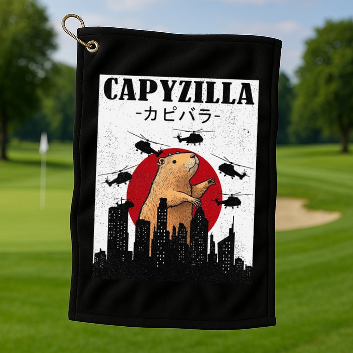 Capybara Funny Capybara Rodent Capyzilla Funny Golf Towel