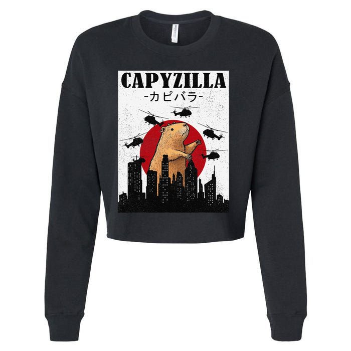 Capybara Funny Capybara Rodent Capyzilla Funny Cropped Pullover Crew