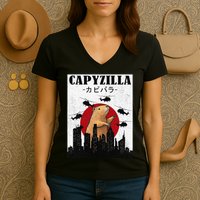 Capybara Funny Capybara Rodent Capyzilla Funny Women's V-Neck T-Shirt