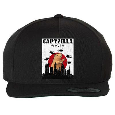 Capybara Funny Capybara Rodent Capyzilla Funny Wool Snapback Cap
