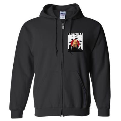 Capybara Funny Capybara Rodent Capyzilla Funny Full Zip Hoodie