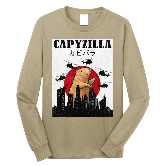 Capybara Funny Capybara Rodent Capyzilla Funny Long Sleeve Shirt